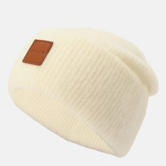 NWT Coach Logo Ivory Beanie